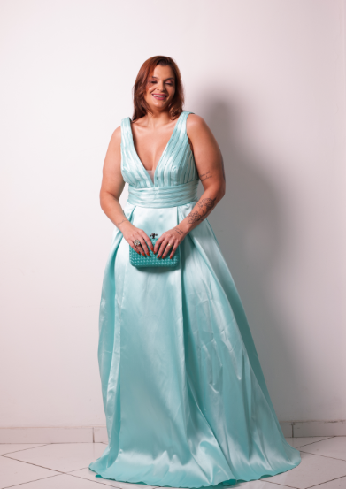 Vestido Tiffany Fitas Saia Pregas