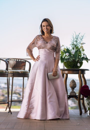 Rodarte - Vestido Rosa Manga 3/4 Bordado
