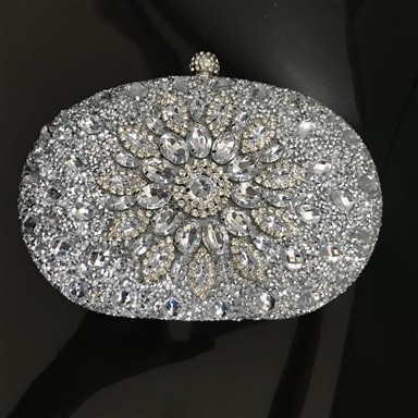 Clutch Prata com Brilho e Pedras