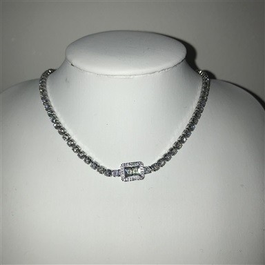 Colar Choker Prata com Pedra Prata