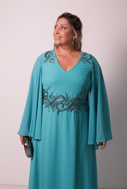Vestido Verde com Capa