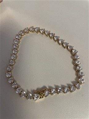 Pulseira Strass Prata com Metal Dourado