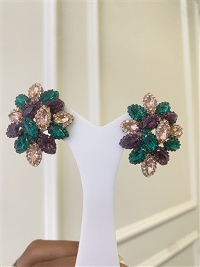 Brinco Cravo Mix - Roxo, Verde & Rosê