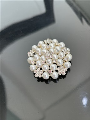 Broche Redondo de Pérolas e Strass