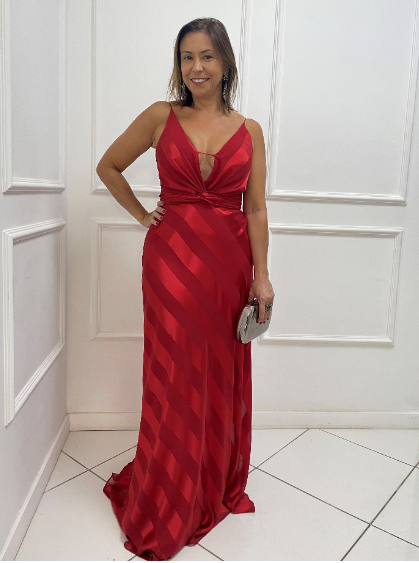 Vestido Vermelho Listras