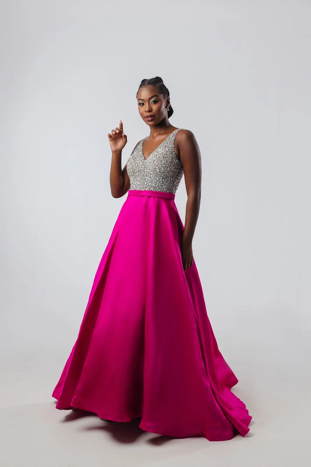 Vestido Saia Pink e Tronco Prata