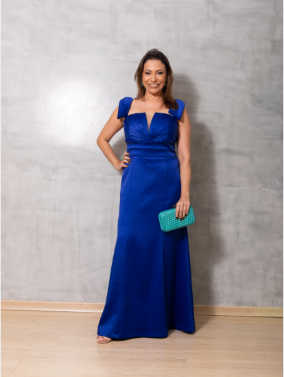 Vestido Azul Royal Drapeado