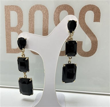 Brinco Preto 3 Pedras