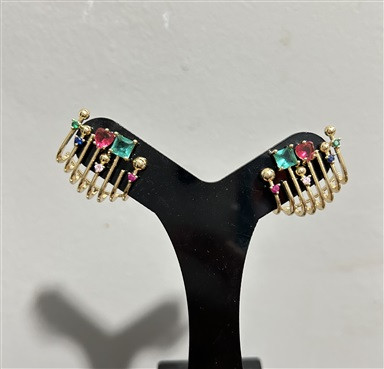 Brinco Dourado com Pedras Coloridas