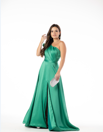 Vestido Verde Bandeira Drapeado e Babado