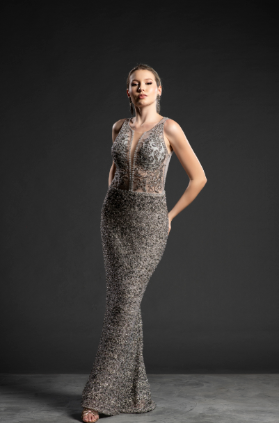 Vestido Prata Bordado Cnutilho