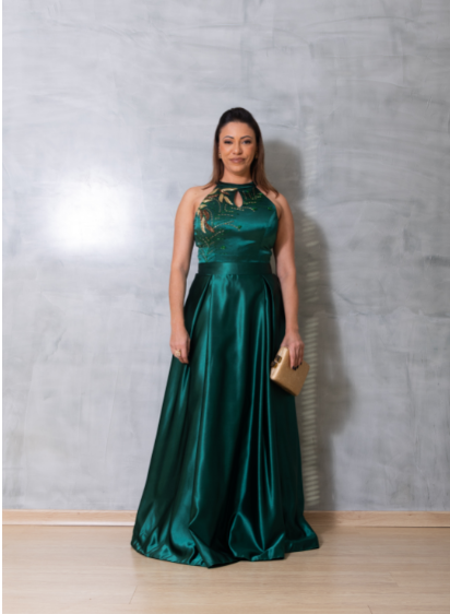 Vestido Alfaiataria Verde Busto Bordado