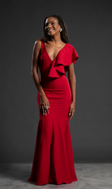 Vestido Vermelho Babado em um Ombro Só