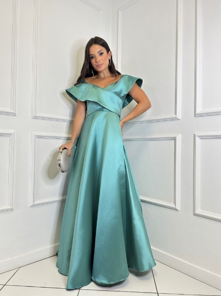 Vestido Verde Menta Saia Rodada