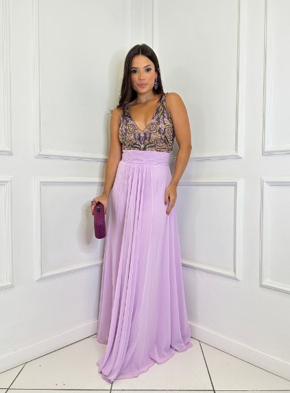 Vestido Lavanda Bojo Bordado