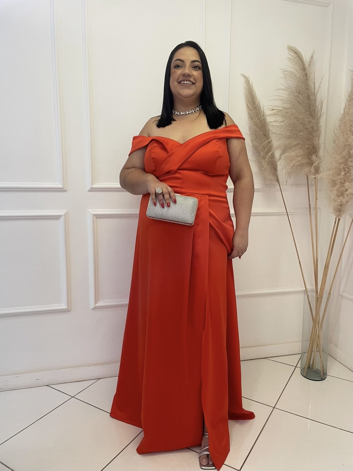 Vestido Ombro a Ombro Laranja