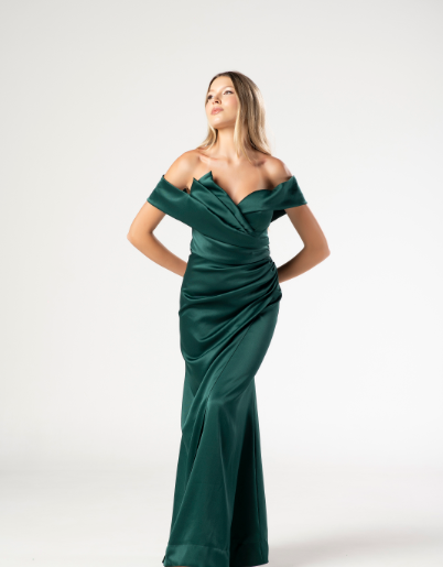 Vestido Verde Esmeralda Drapeado