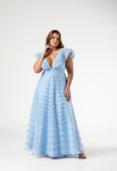 Vestido Azul Serenity Decote V