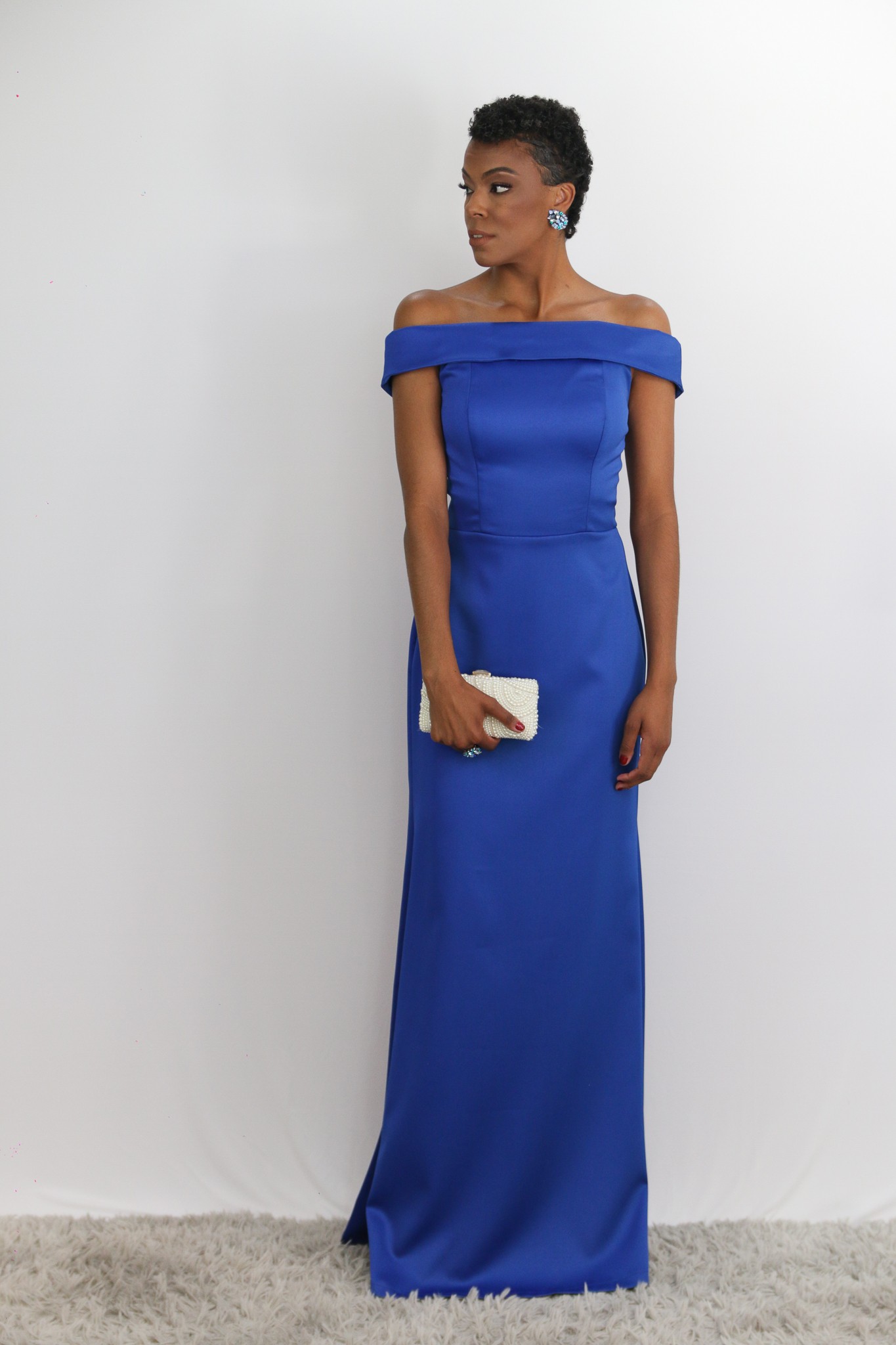 Vestido Azul Royal Ombro a Ombro