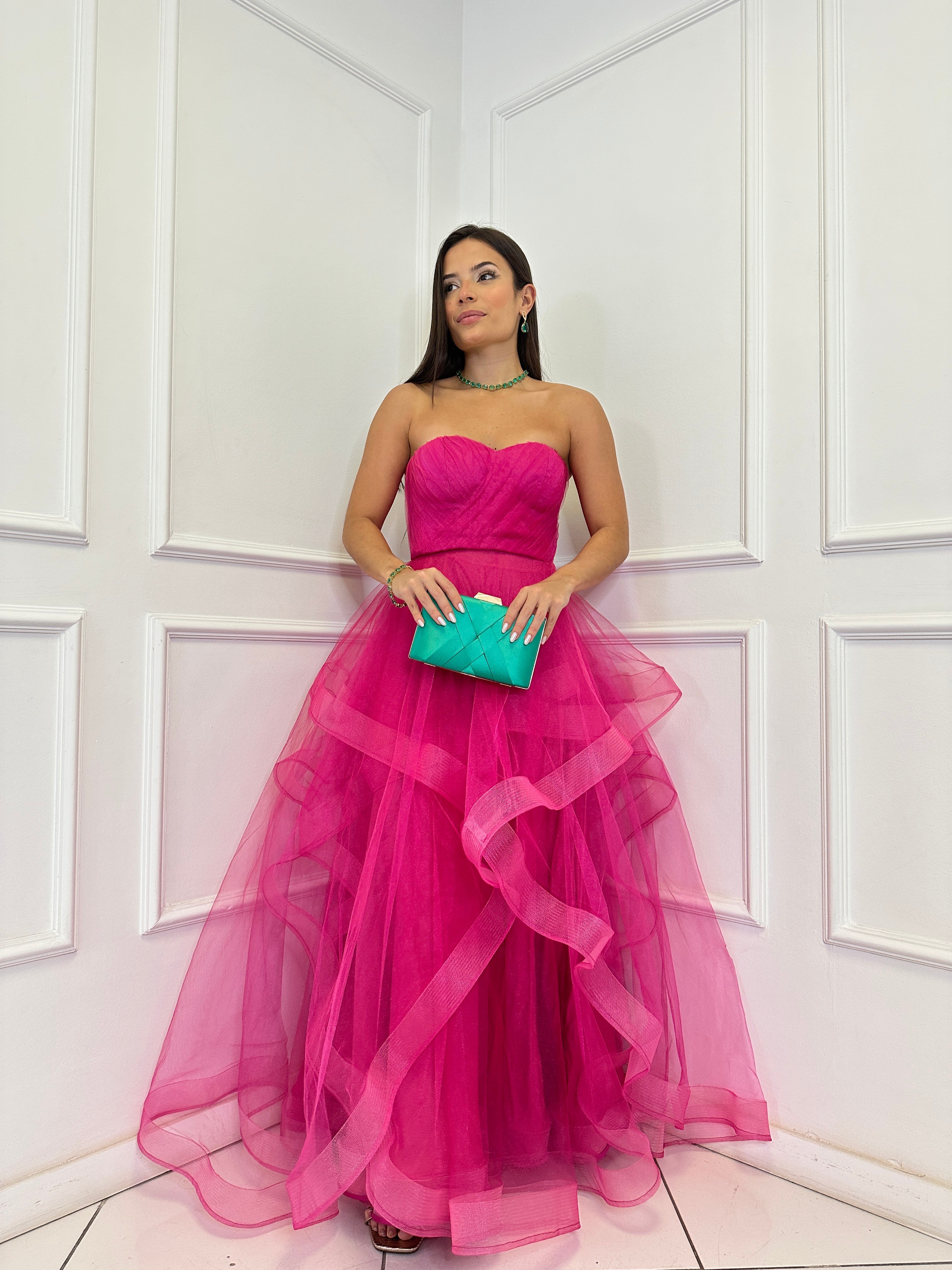 Vestido Tomara - Que - Caia Pink Tule