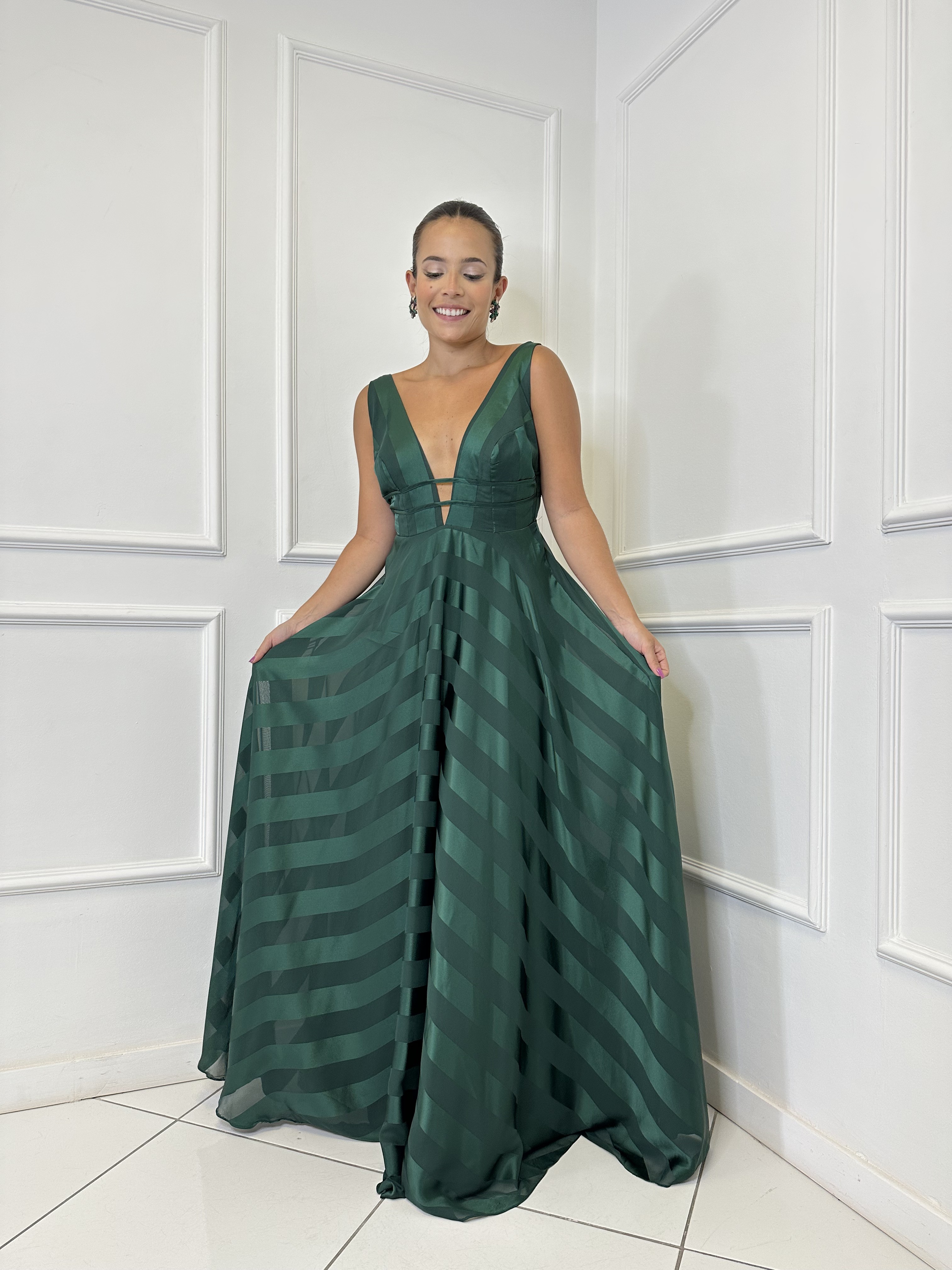 Vestido Verde Esmeralda Rodado