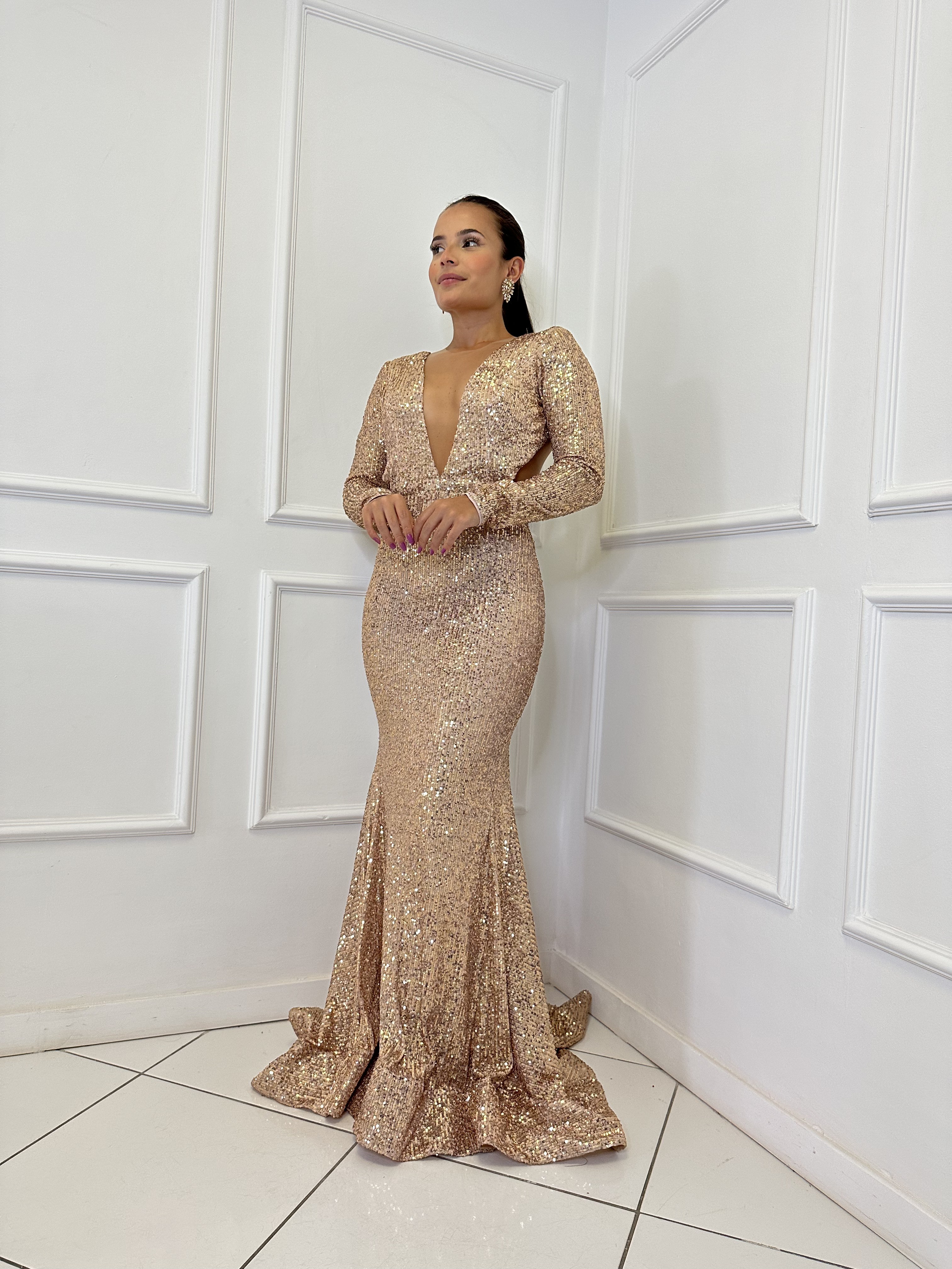 Vestido Agilitá Paetê Dourado