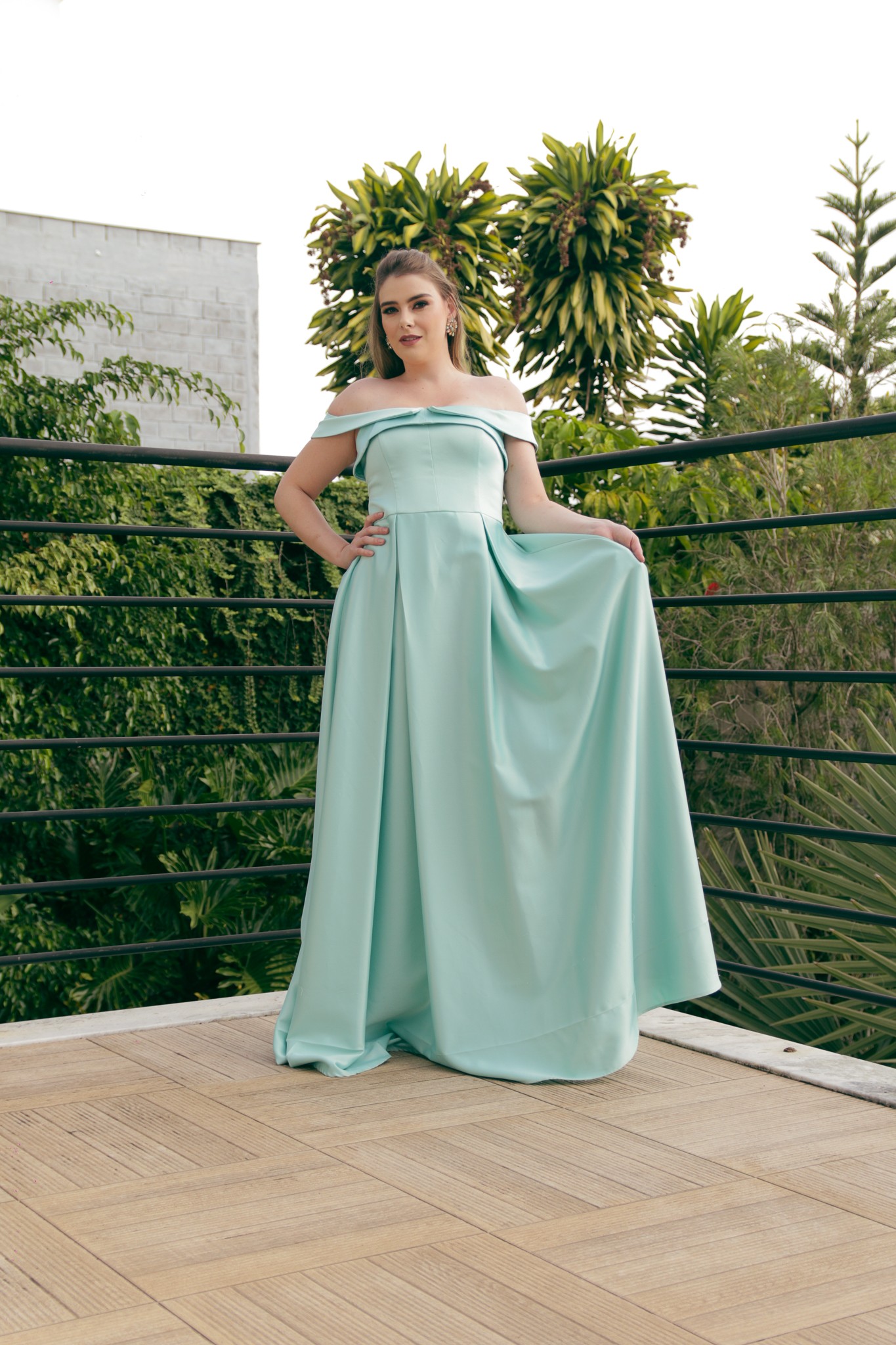 Vestido Longo Verde Ombro a Ombro