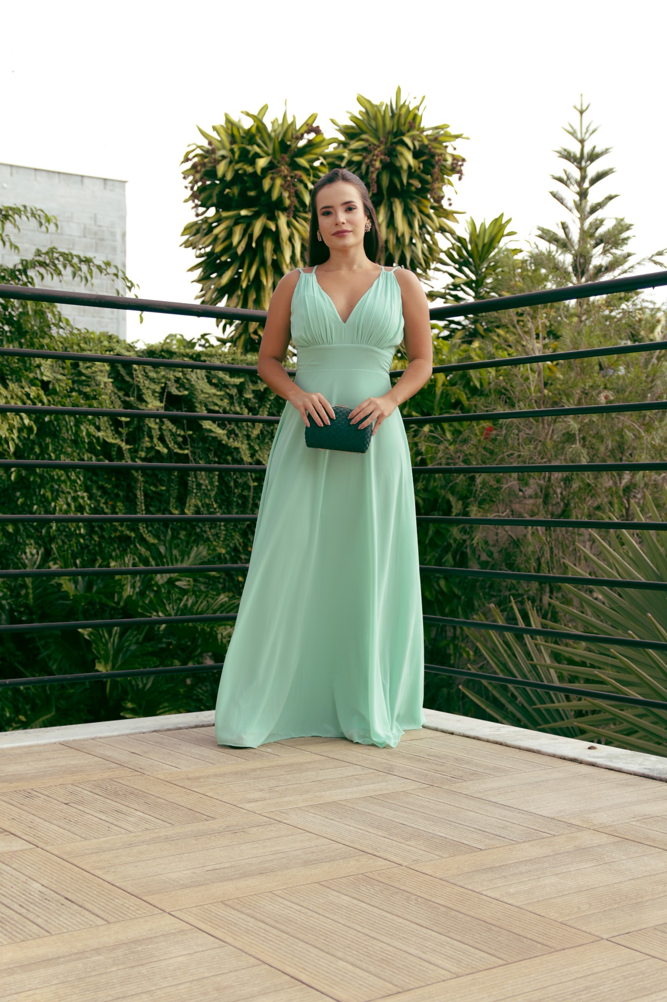Vestido Verde Busto Drapeado