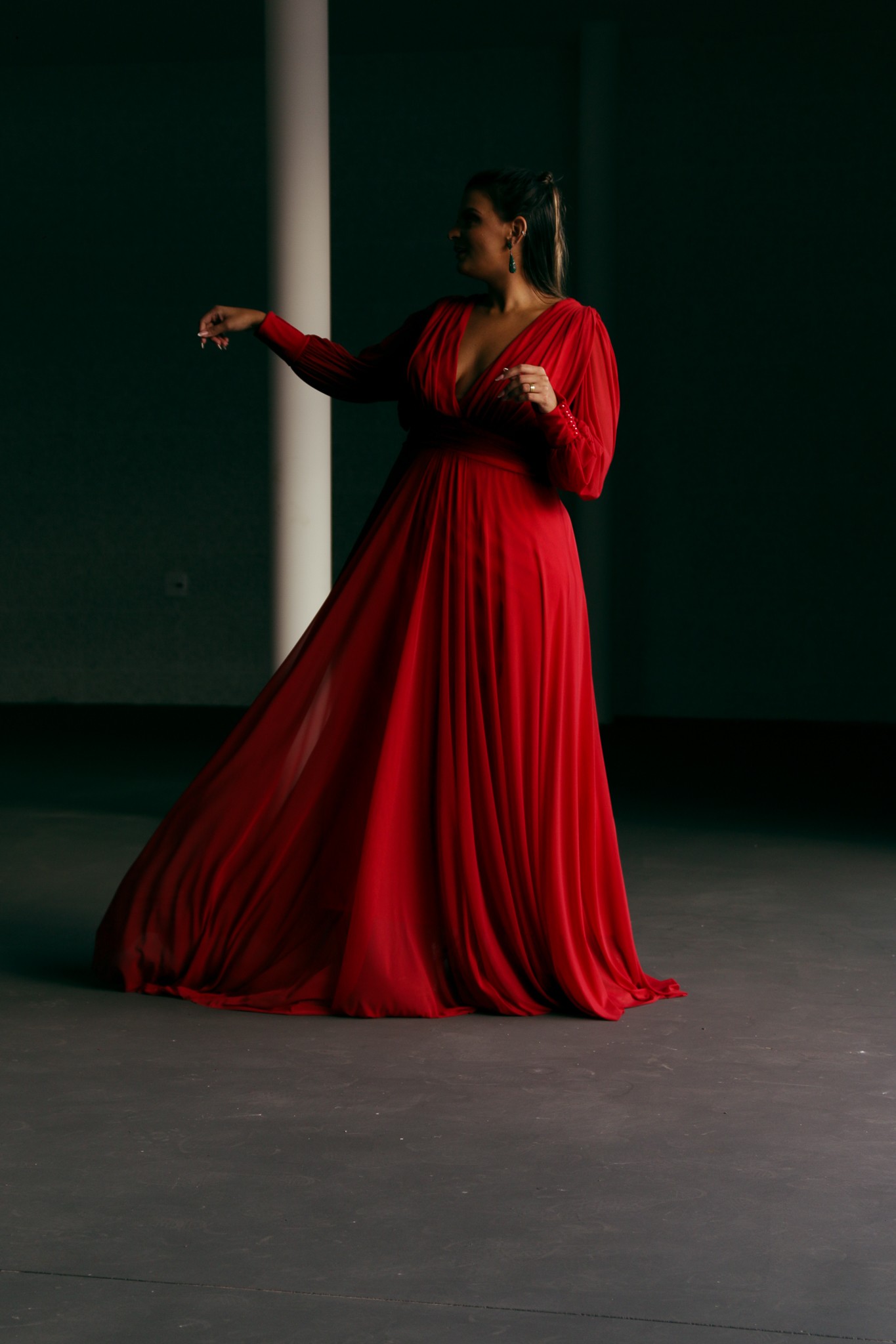 Vestido Marsala Manga Longa