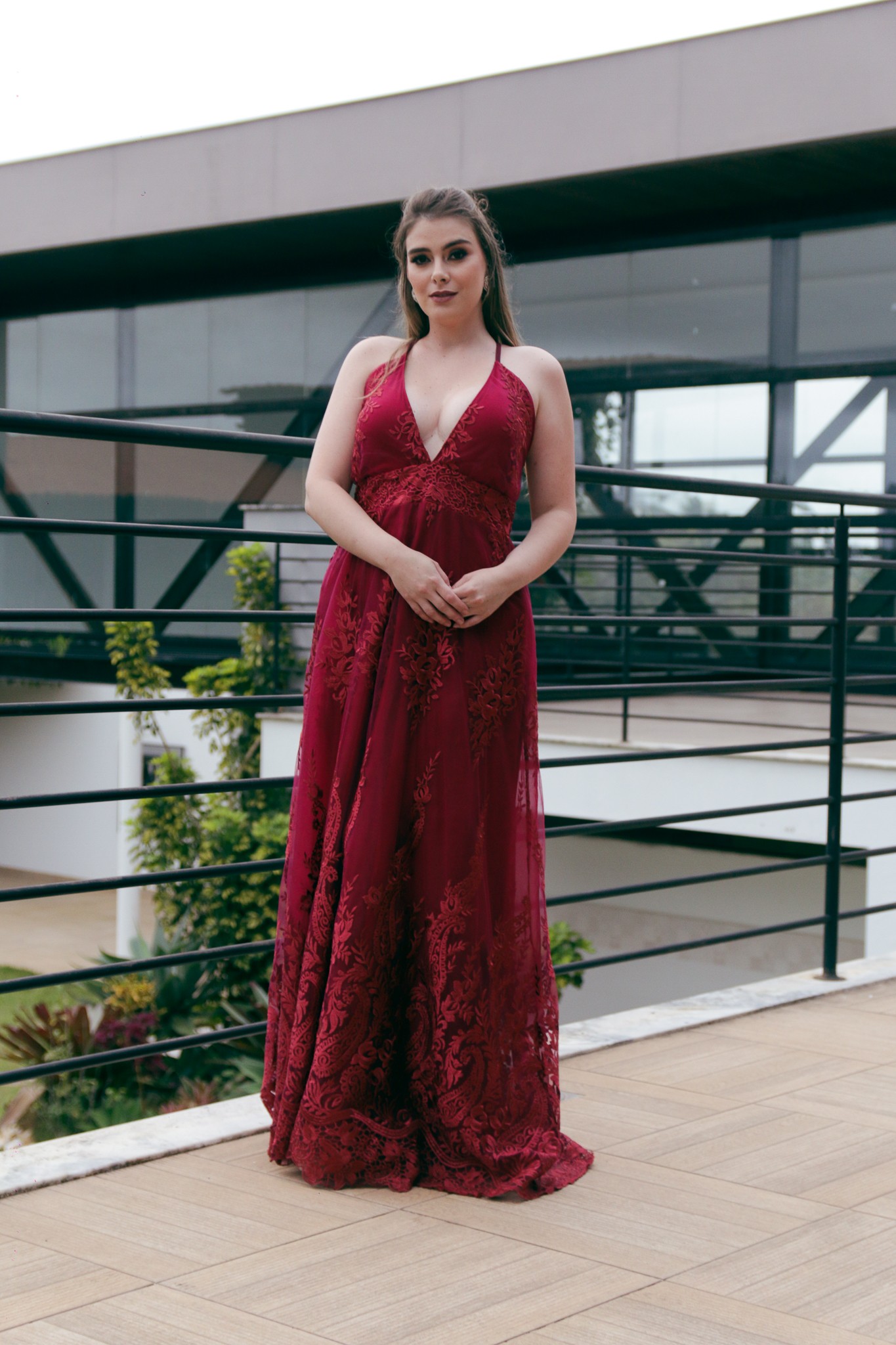 Vestido Marsala Renda Alcinha