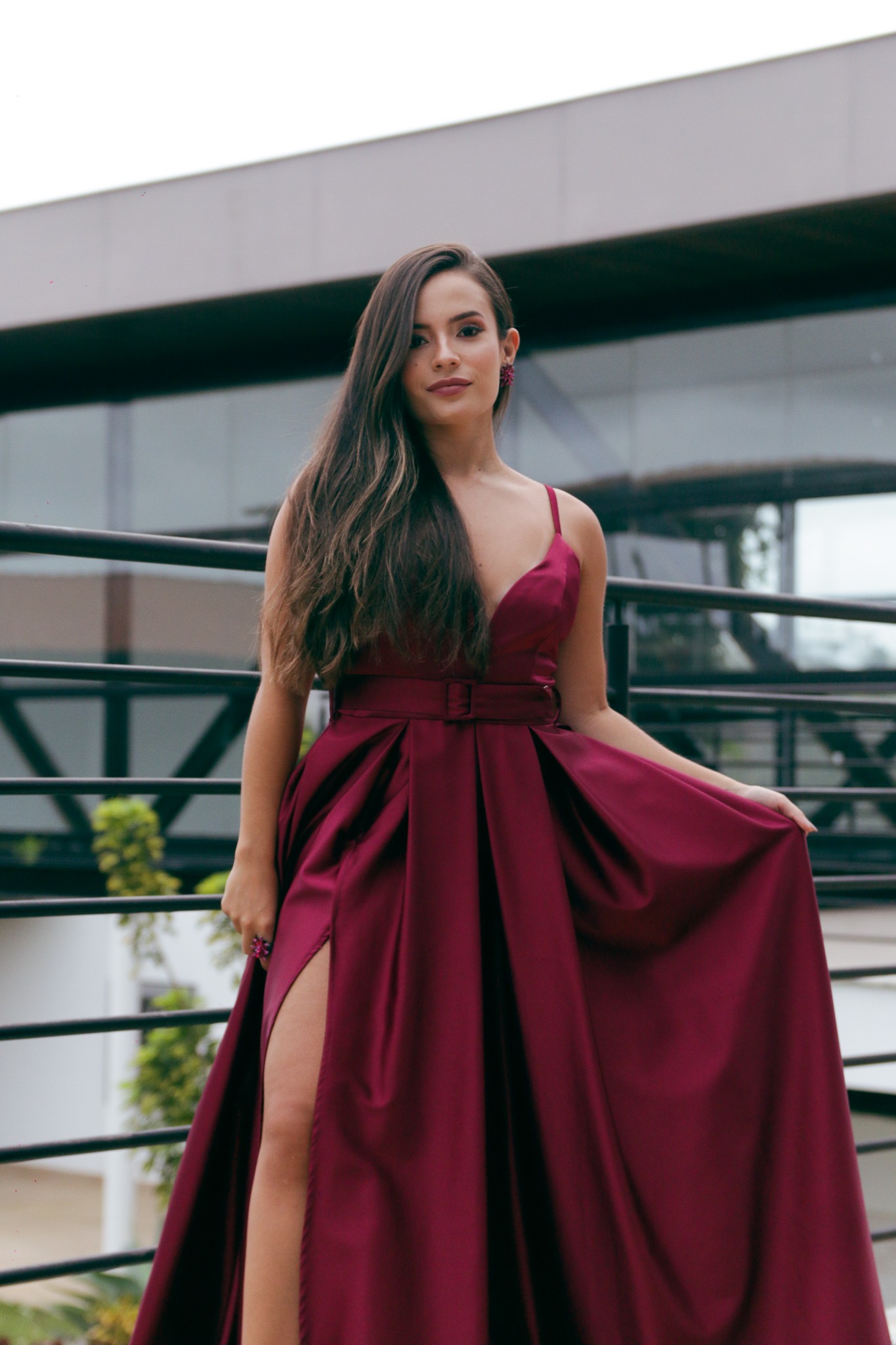 Vestido Marsala Decote Redondo