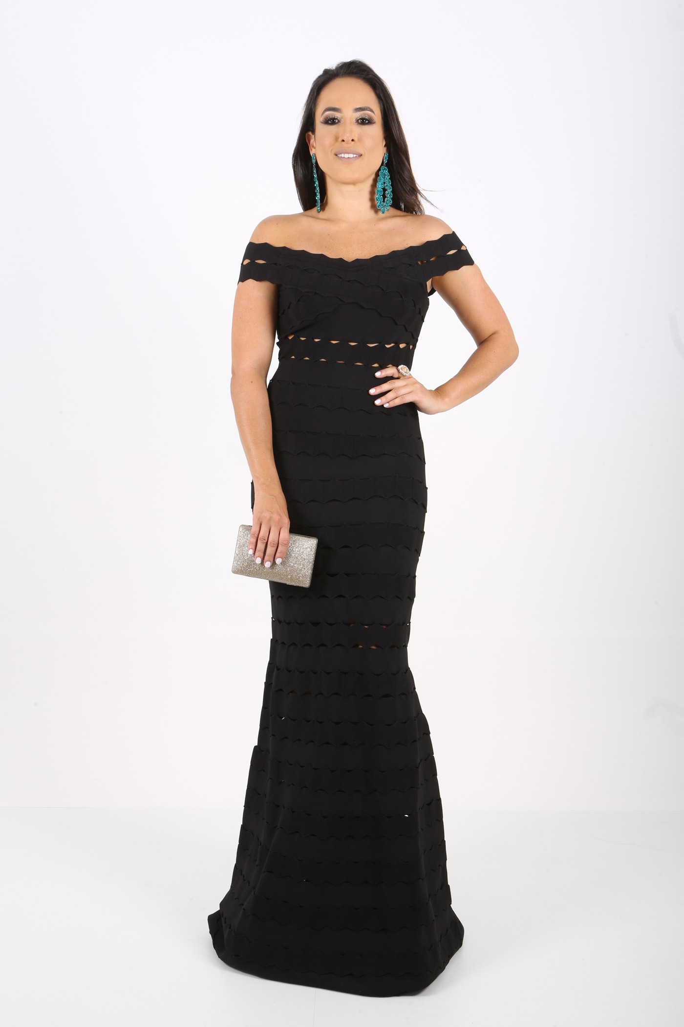 Vestido Bandagem Black - Ombro a Ombro 