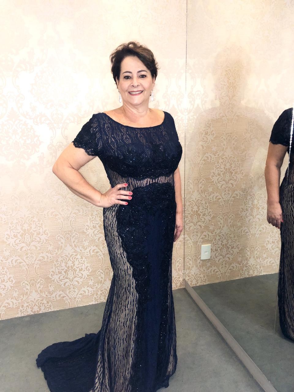 Vestido Azul Bordado