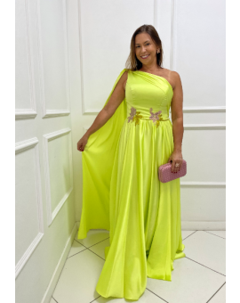 Vestido Lima Um Ombro Só Com Capa