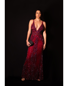 Vestido Vermelho Marsala Pedraria