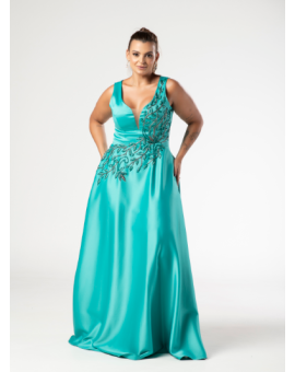 Vestido Verde Bordado com Cinto
