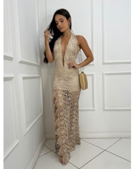 Body e Saia de Renda Dourado Nude