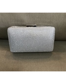 Clutch Manta Strass Dupla Prata