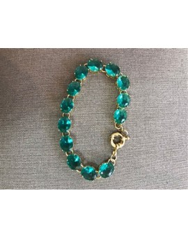 Pulseira Pedras Verdes Metal Dourado
