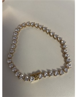 Pulseira Strass Prata com Metal Dourado