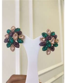 Brinco Cravo Mix - Roxo, Verde & Rosê
