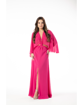 Vestido Pink Fenda com Top e Capa
