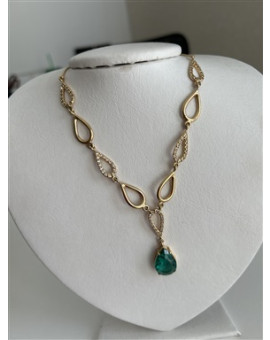 Colar Dourado com Pedra Verde - Infinito