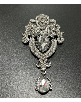 Broche com Strass e Pedra Pendurada