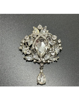 Broche Prata com Pedras 