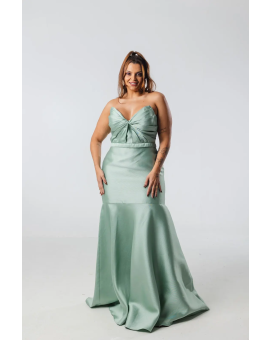 Vestido Verde Menta Sereia TQC Decote Cruzado