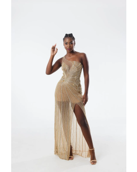 Vestido Dourado Pavão