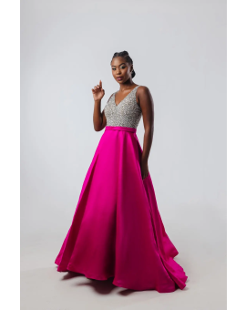 Vestido Saia Pink e Tronco Prata