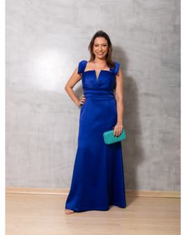 Vestido Azul Royal Drapeado