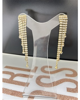 Brinco Dourado Franja com Pedra Prata